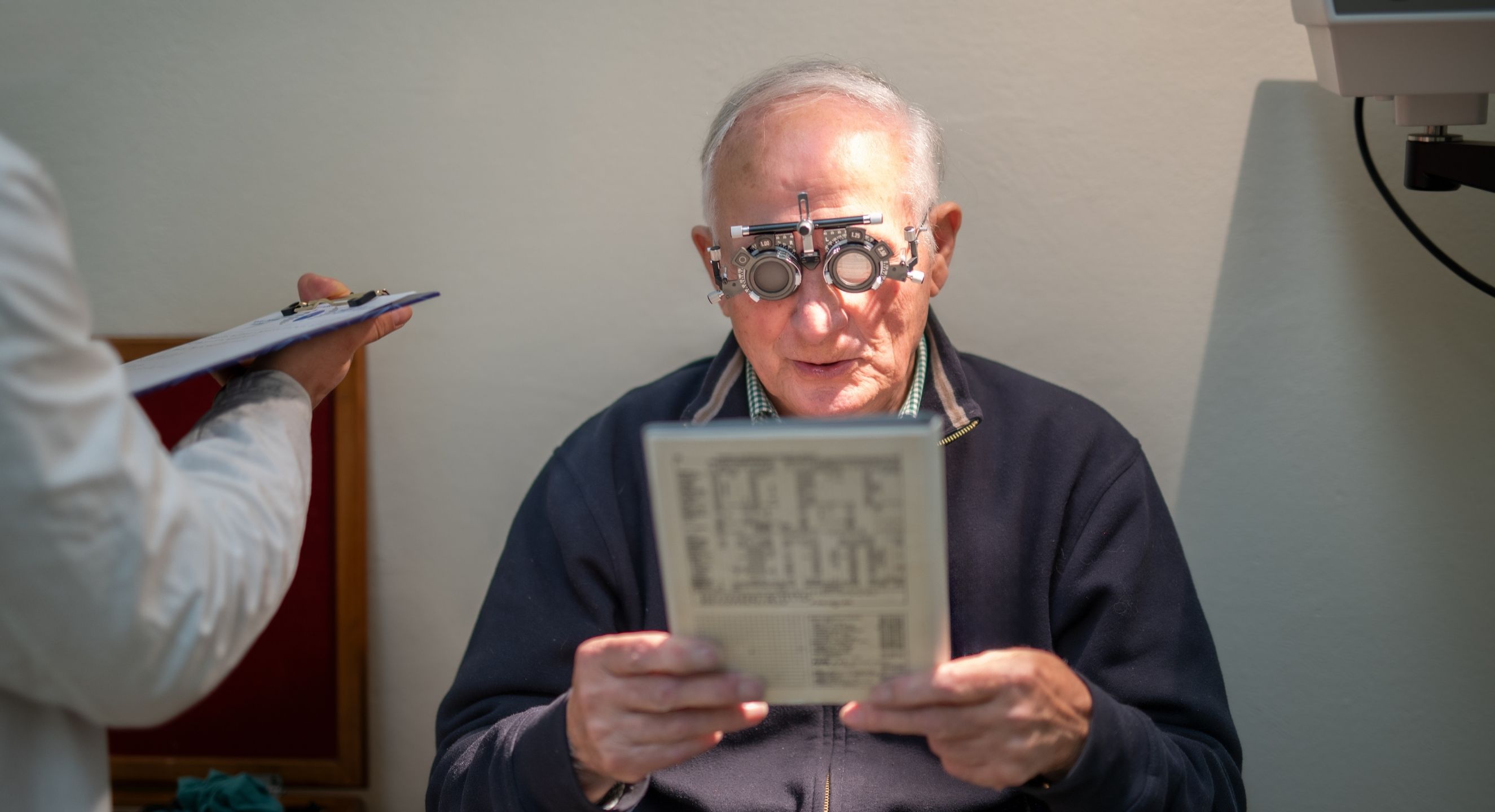 Person having eyes tested at doctor's surgery