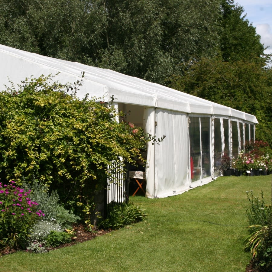 white marquee on lawn