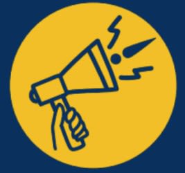 Sight Research UK yellow graphic of a megaphone to represent value 'Galvanise'