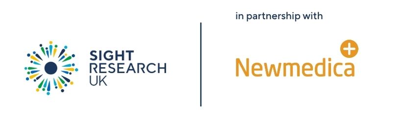 Sight Research UK logo beside Newmedica orange logo