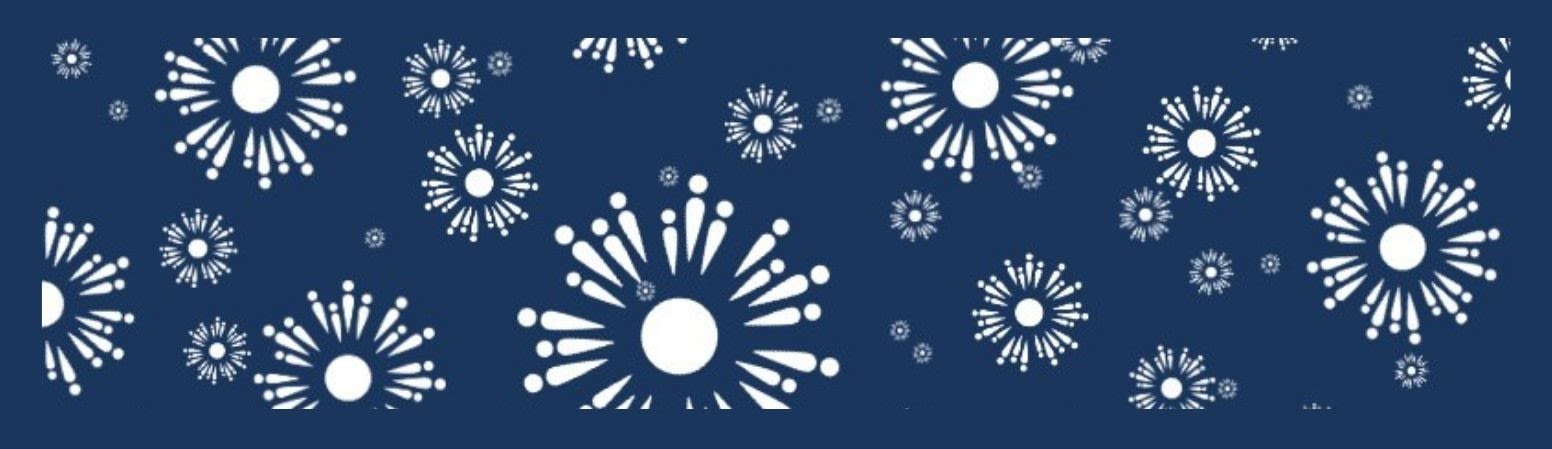 Sight Research UK Christmas banner, featuring white snowflakes that look like pupils and irisis on top a dark blue background